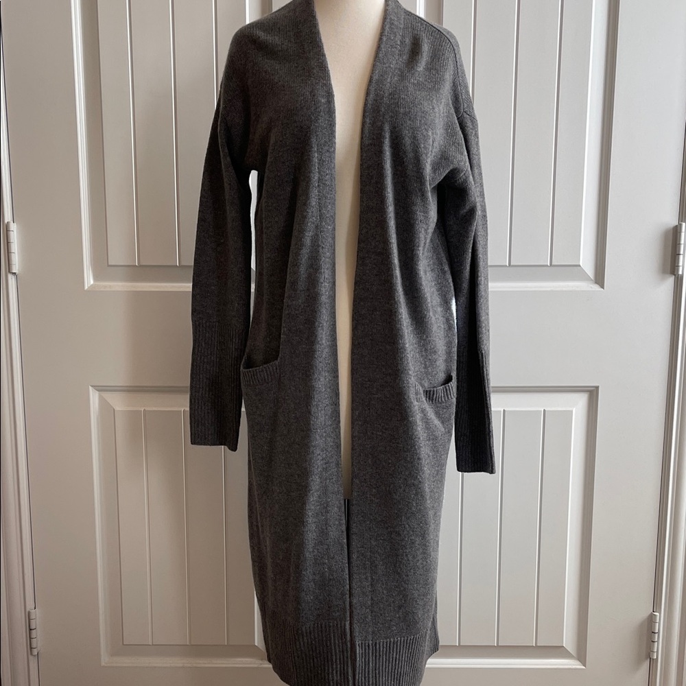 Halogen Dark Gray Open Cardigan Cashmere Blend